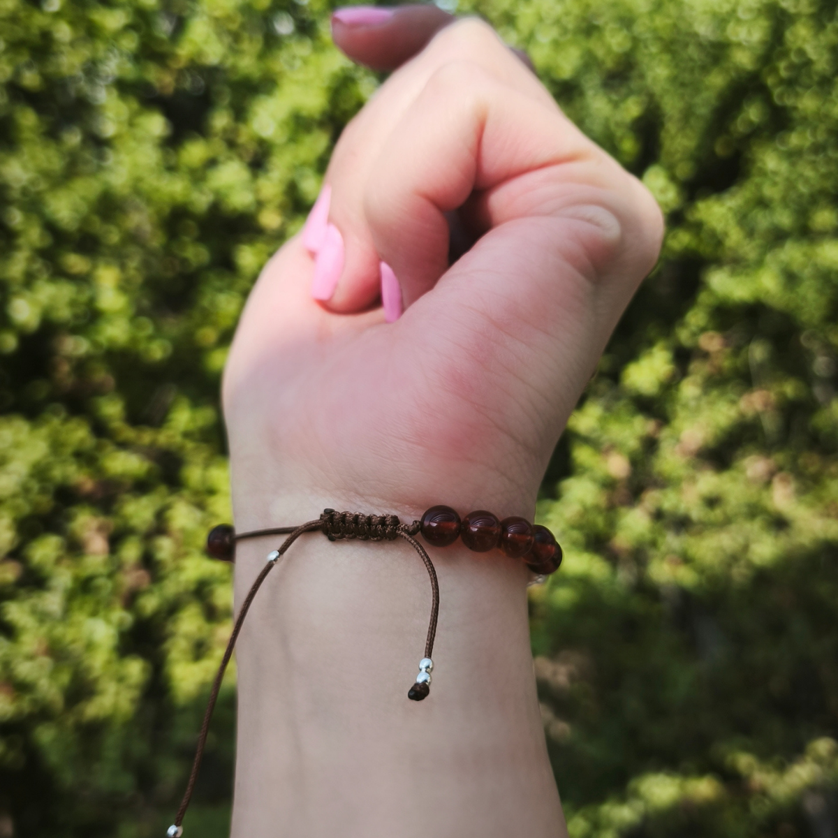 Pulsera de ámbar con plata y dije corazón