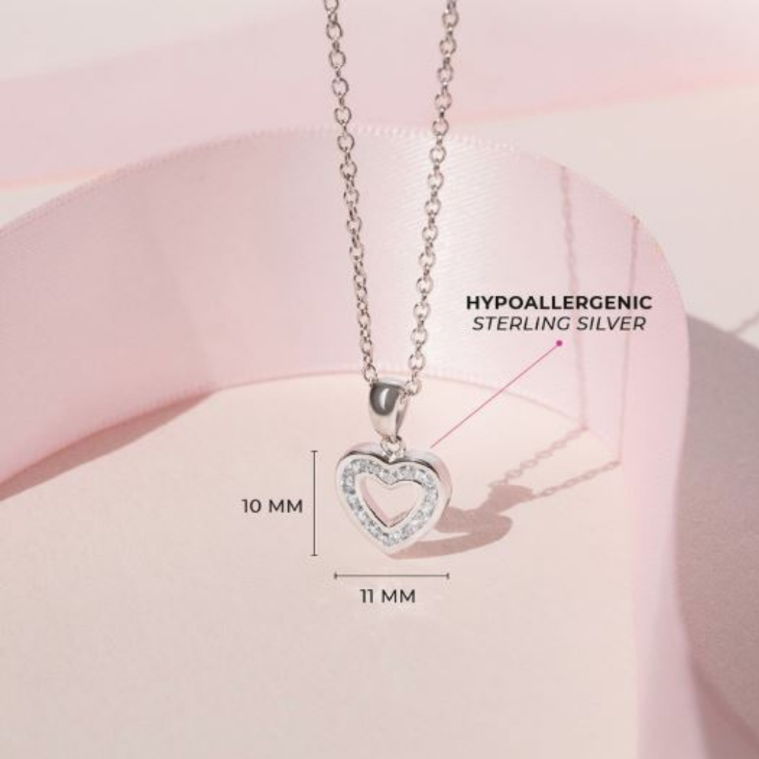 Cadena Corazón de Plata 925 Certificada con Circones Rosados | Un símbolo de amor que brillará por siempre | In Season Jewelry