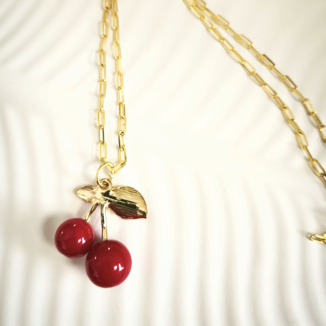 Collar oro y cerezas 50 cm