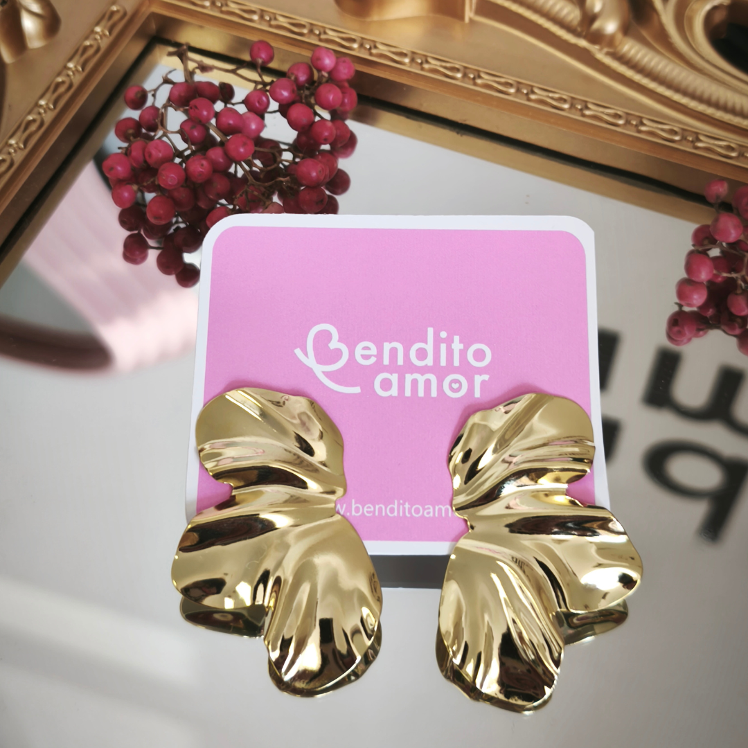 ✨ Aros Hojas Bañados en Oro 24K