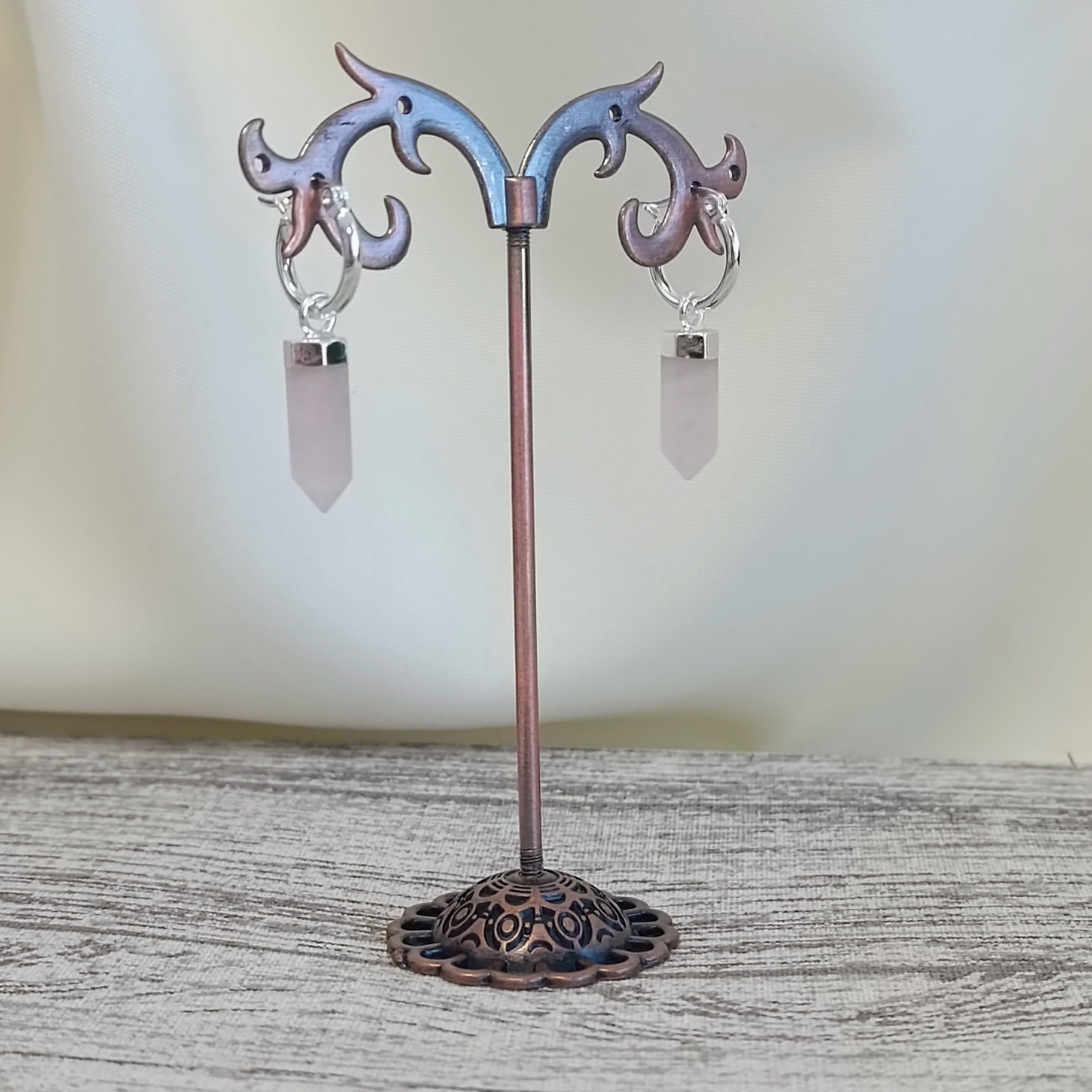 Argollas Cuarzo Rosado 17 mm Par