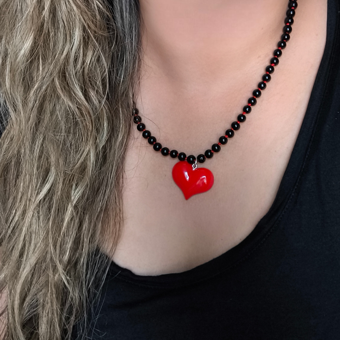 Collar corazón de sandía