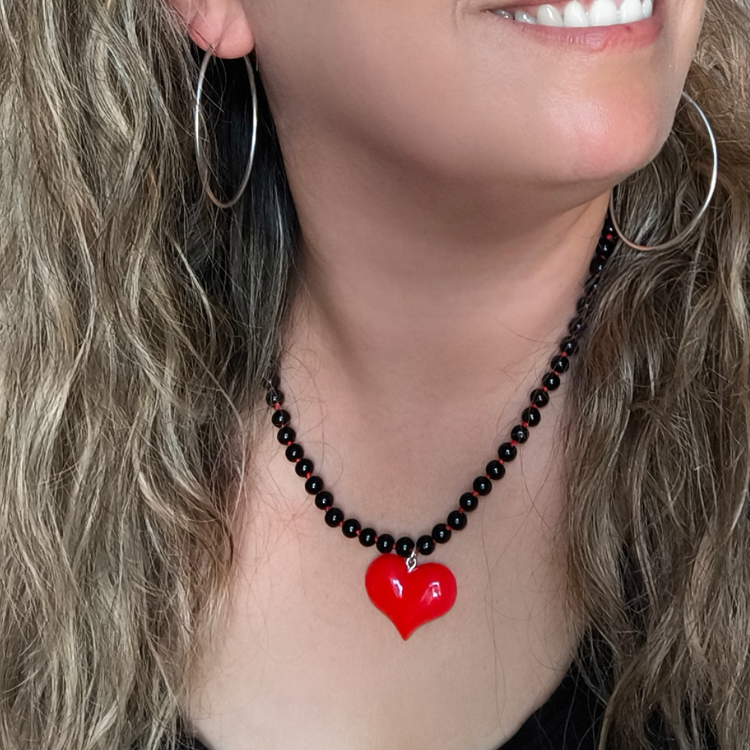 Collar corazón de sandía