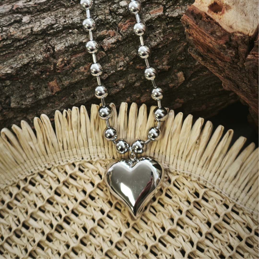 Collar Maxi Corazon Plateado