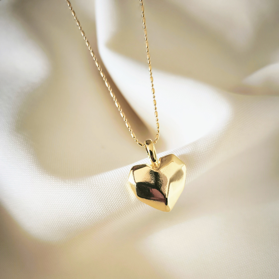 Cadena Corazón Macizo bañado en oro
