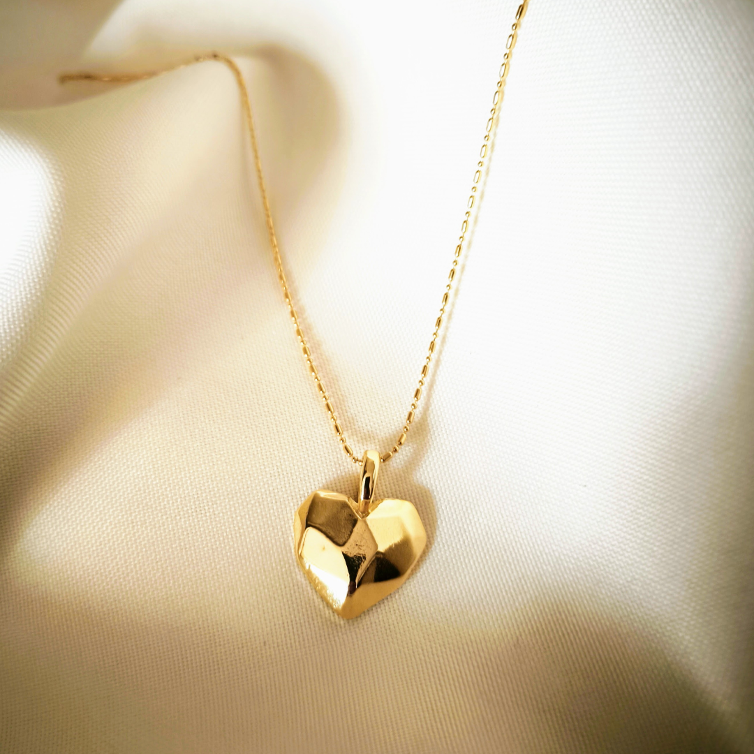 Cadena Corazón Macizo bañado en oro