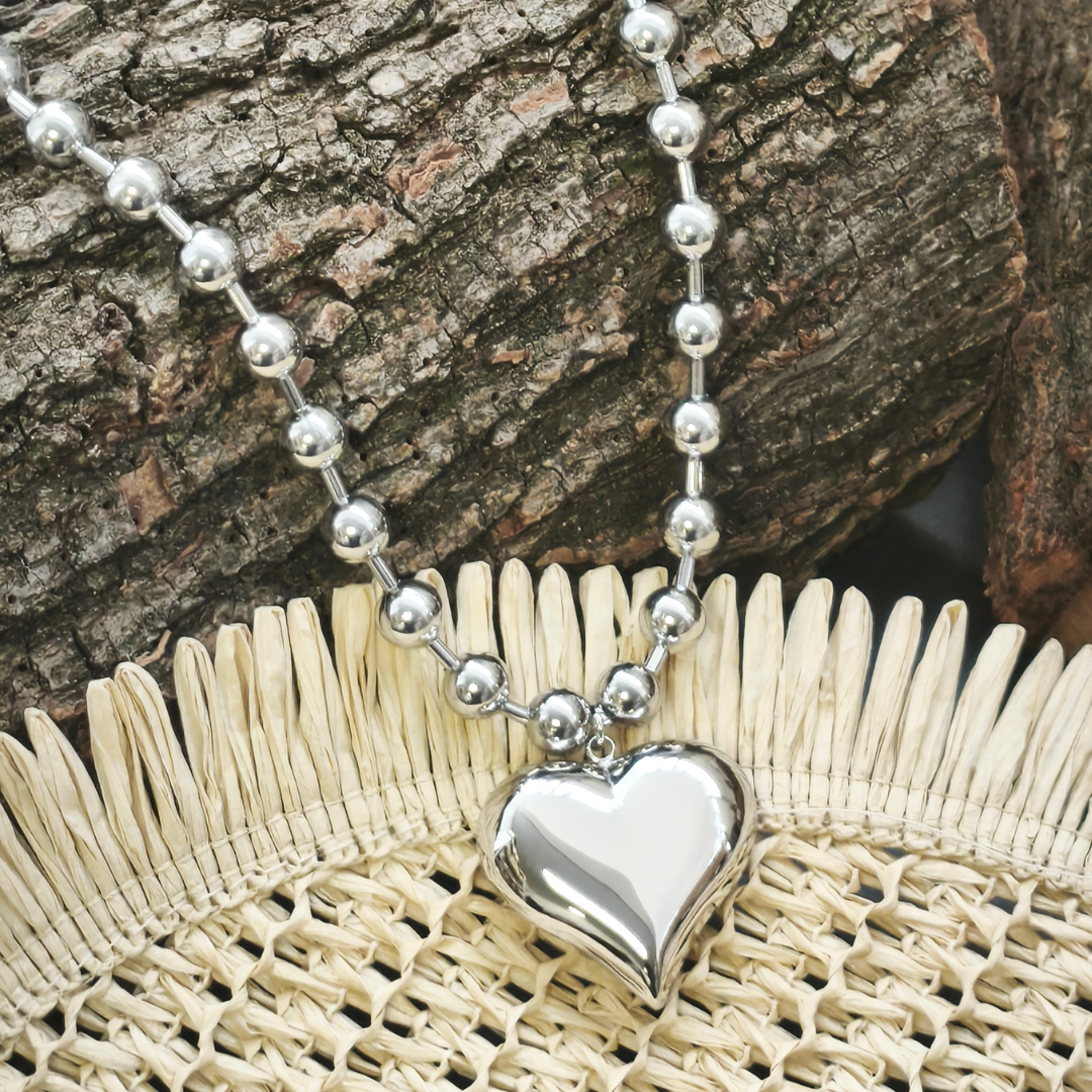 Collar Maxi Corazon Plateado