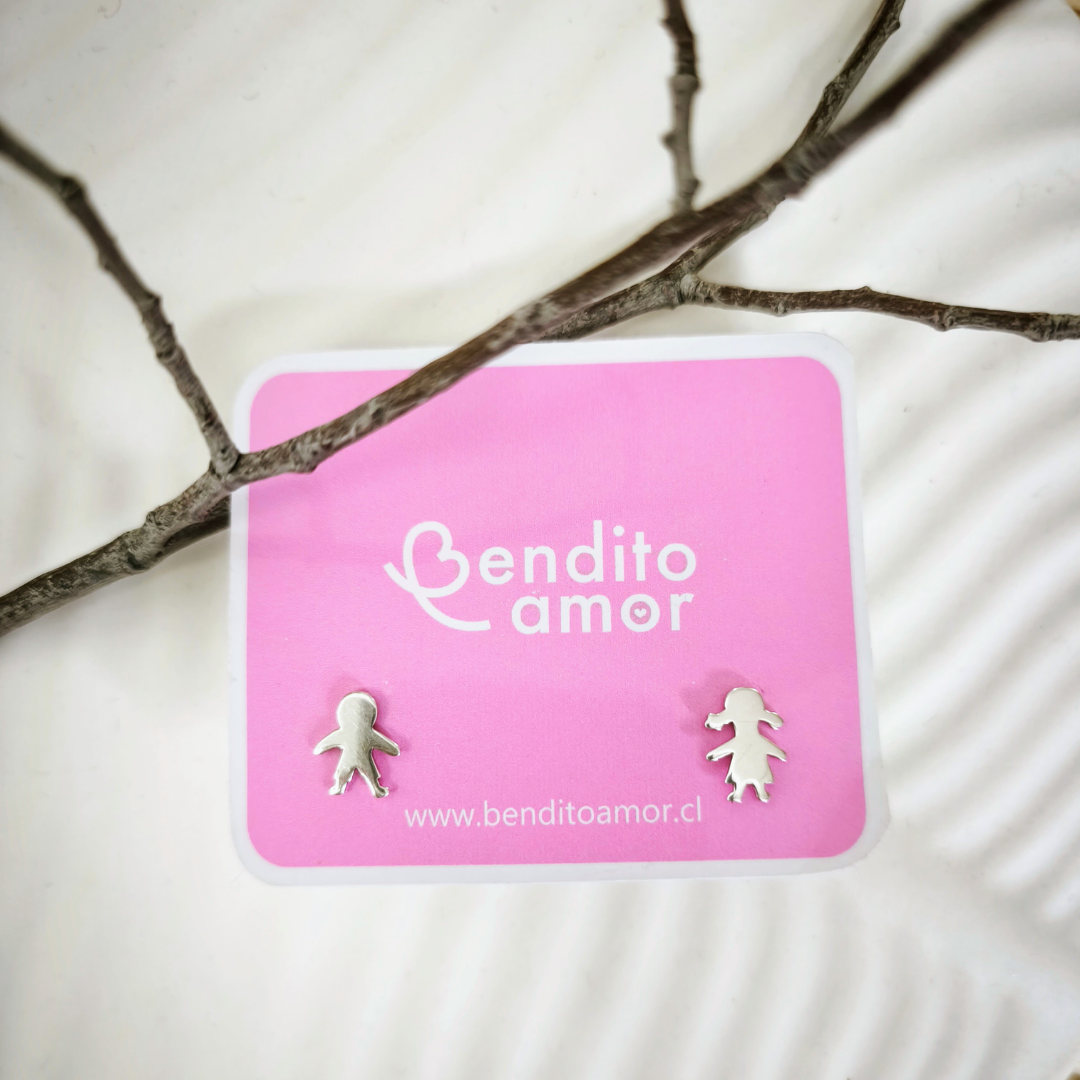 Aros de plata mamá (niña y niño)