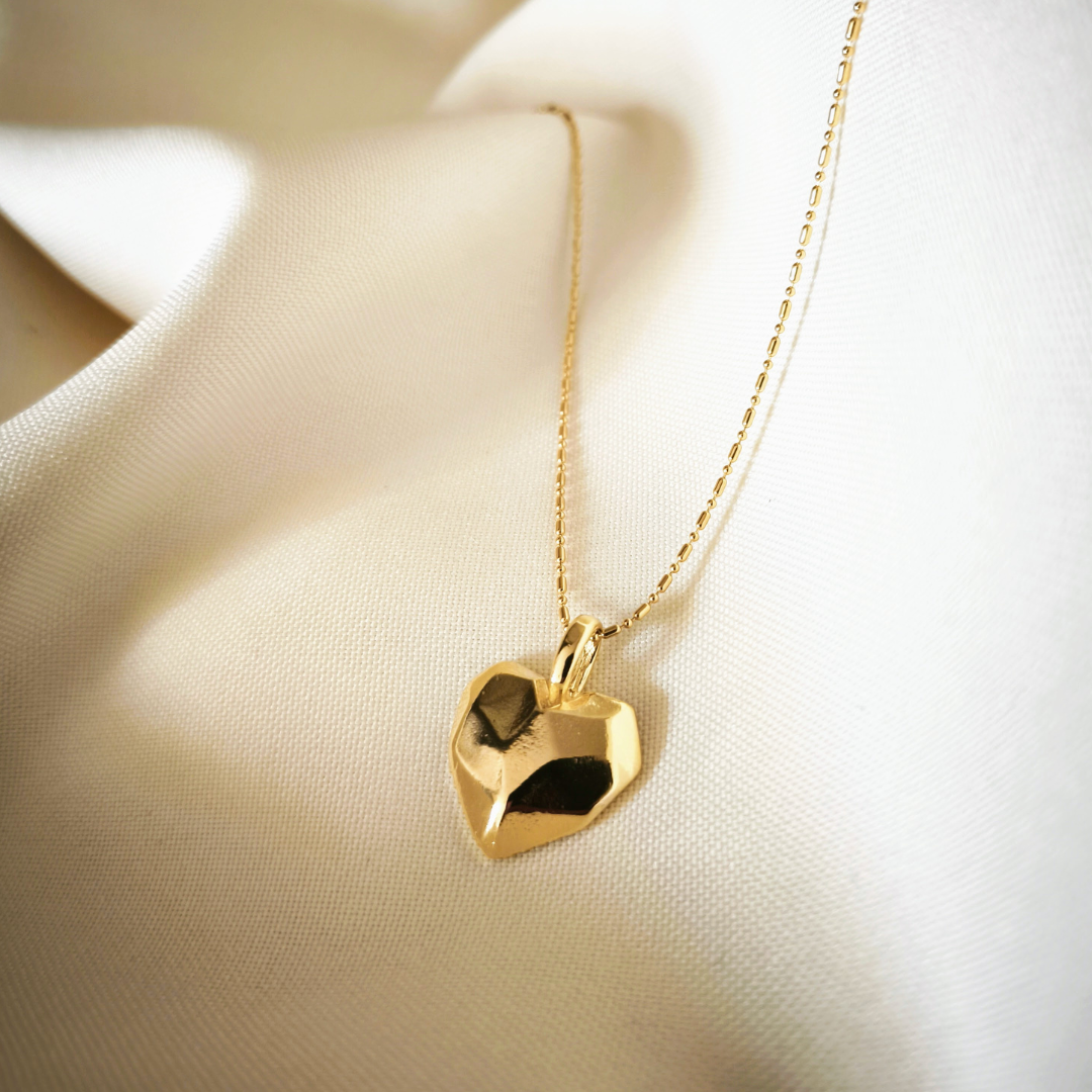 Cadena Corazón Macizo bañado en oro