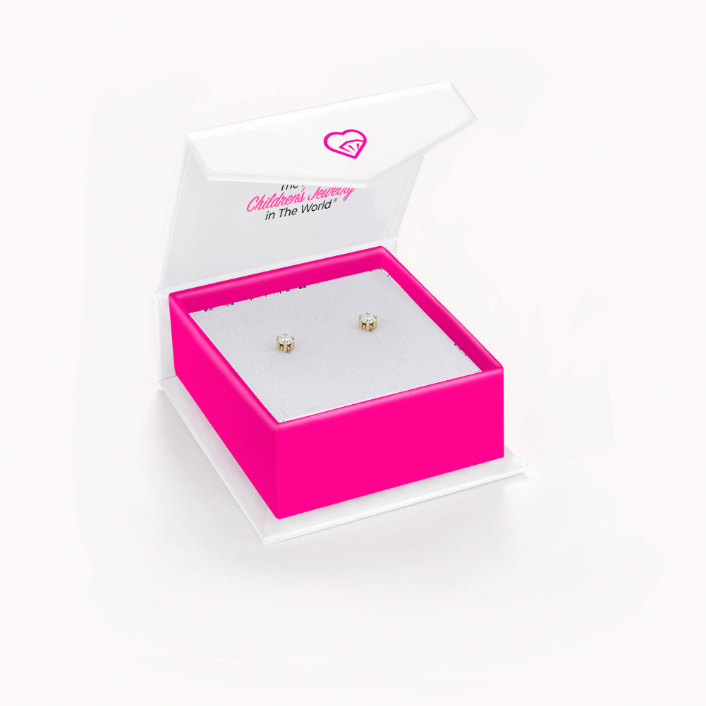 Aros de oro 14k con circón redondo – Elegancia y brillo eterno