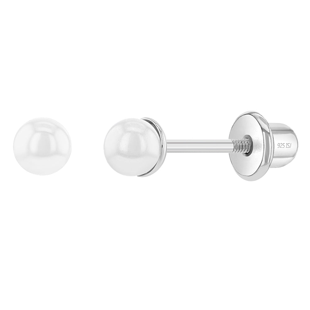 Aros de perla de plata 925 para bebes