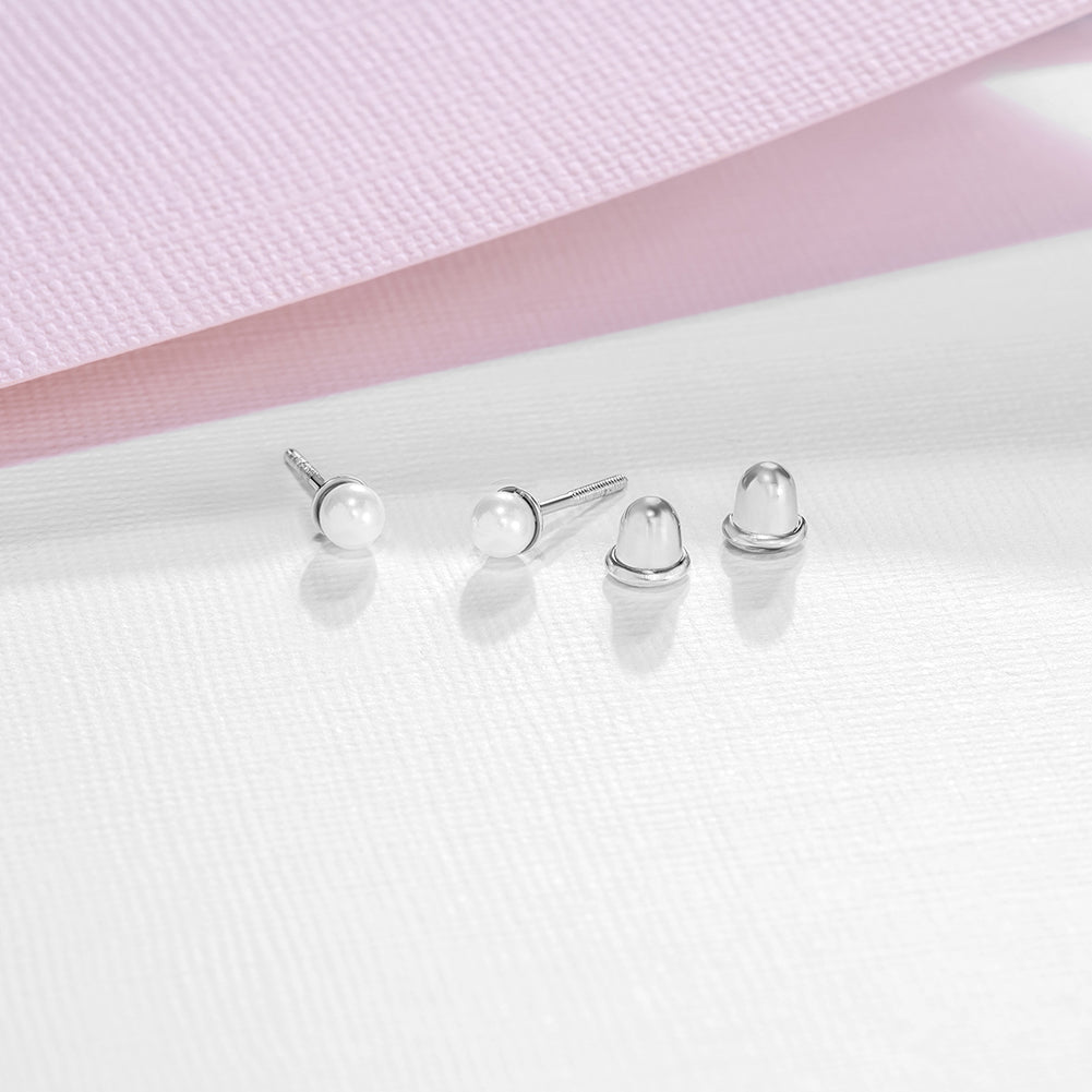 Aros de perla de plata 925 para bebes