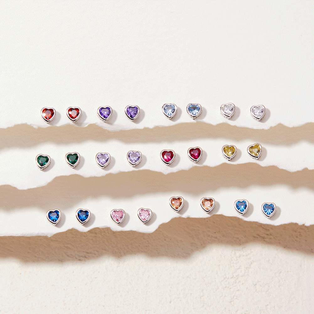 Aros de corazón con circón y plata 925