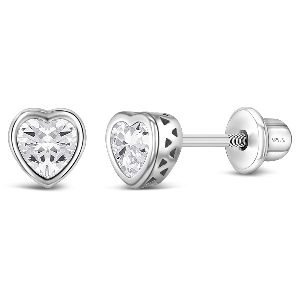 Aros de corazón con circón y plata 925