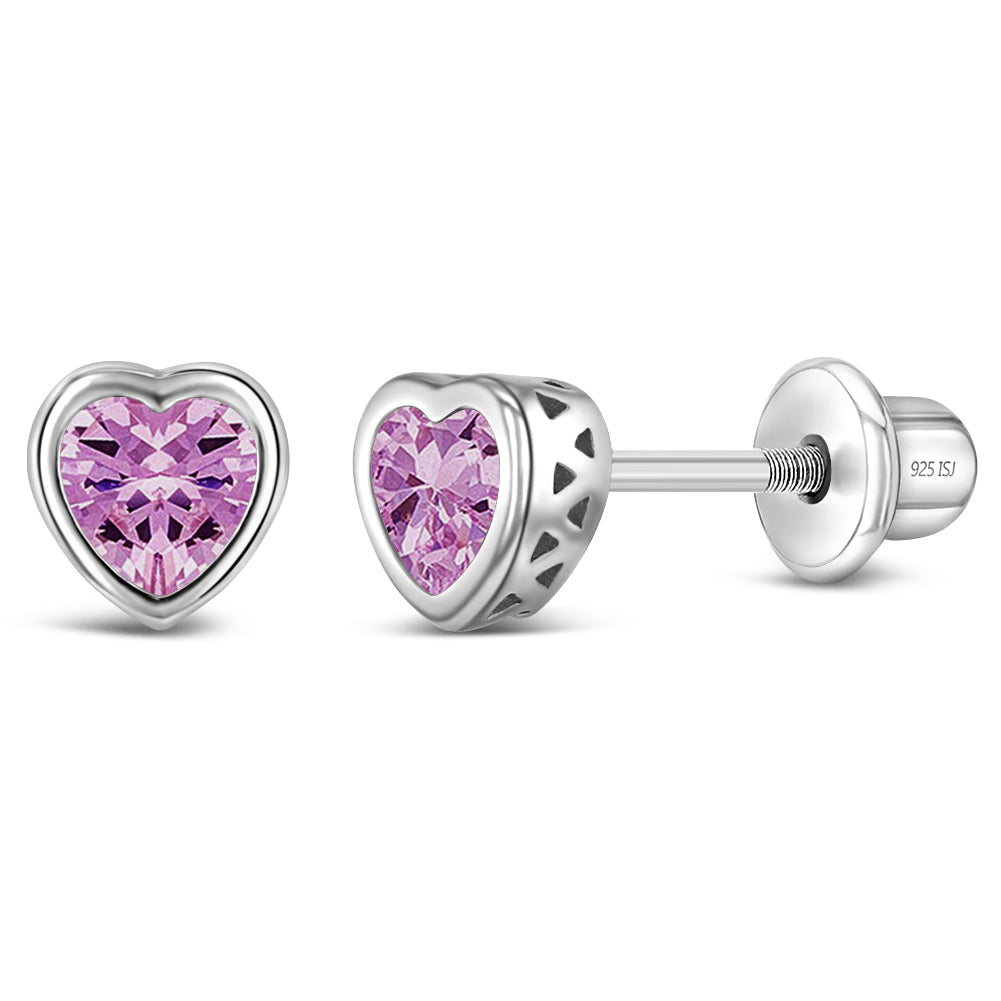Aros de corazón con circón y plata 925