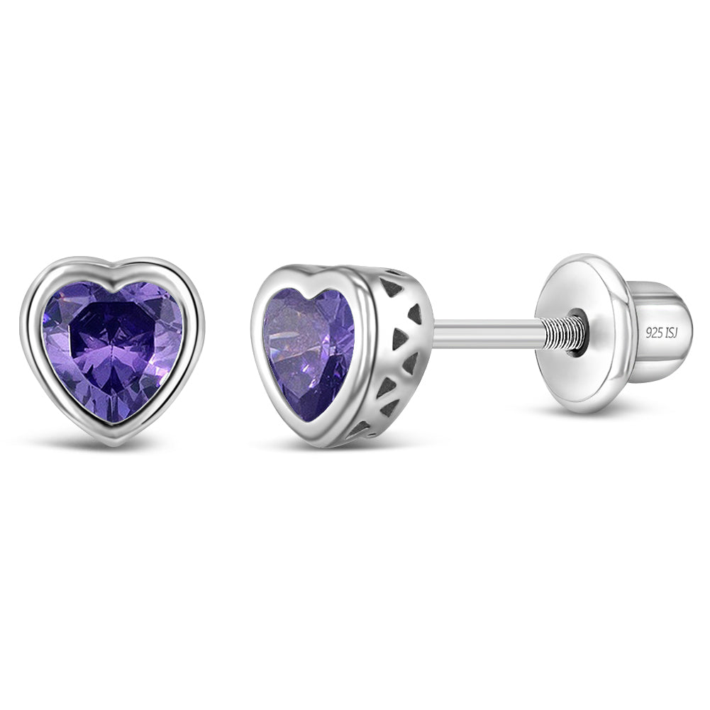 Aros de corazón con circón y plata 925