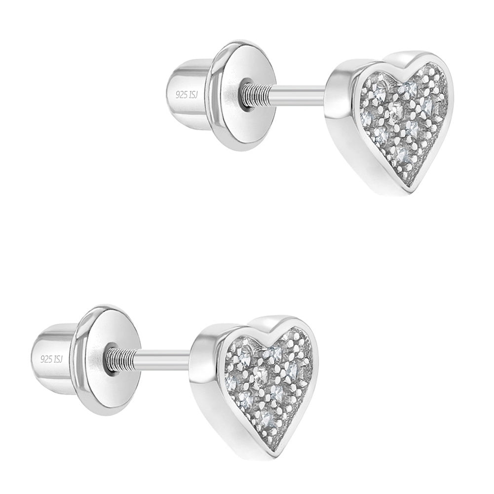 Aros de corazón con circones en su interior para bebes y niñas