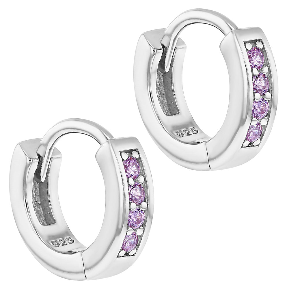 Argollas de plata 925 y circones rosados para niñas y adolescentes