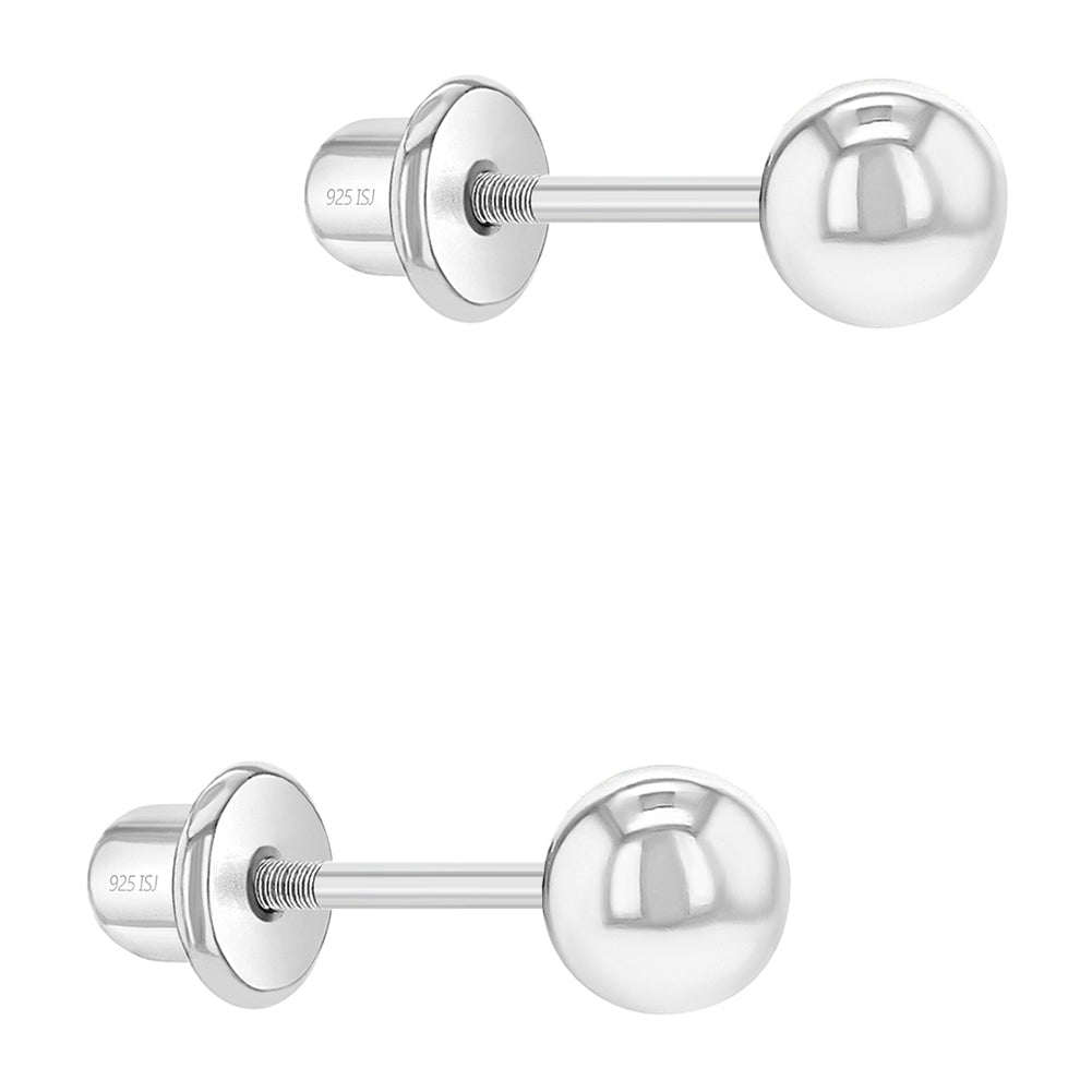 Aros de bola clásicos de plata 925 para bebes y niñas