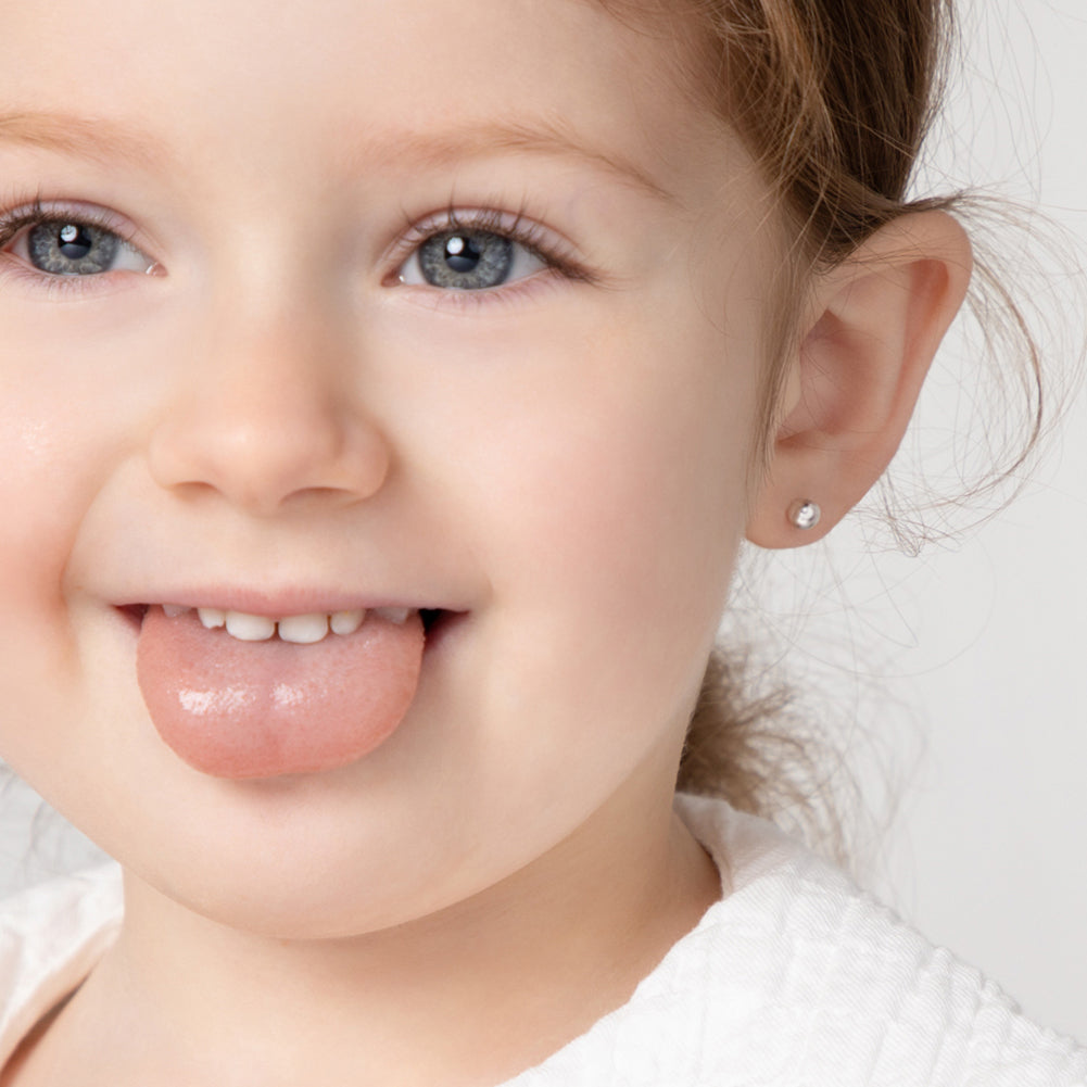 Aros de bola clásicos de plata 925 para bebes y niñas