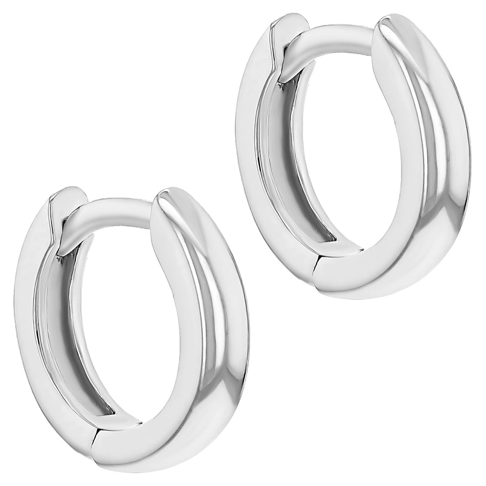 Argollas clásicas lisas de 13 mm plata 925 para niñas y adolescentes