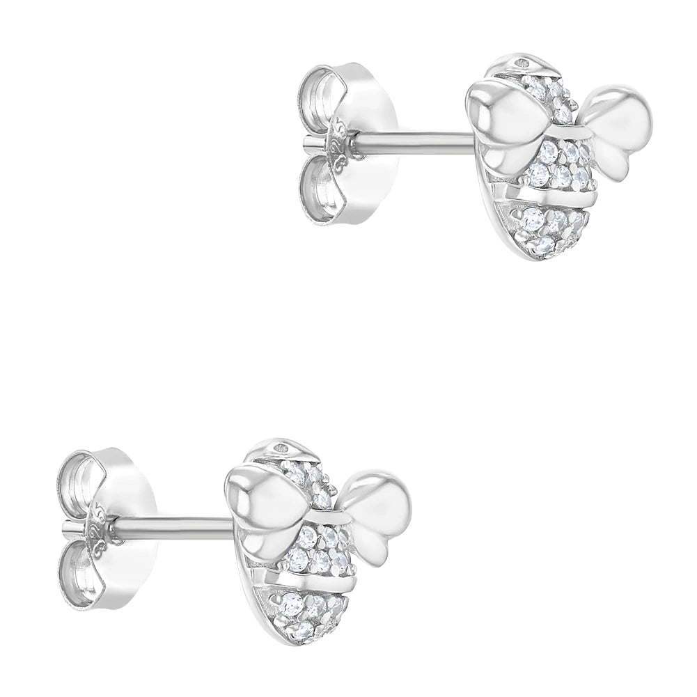 Aros de abeja de plata 925 con circonias para niñas