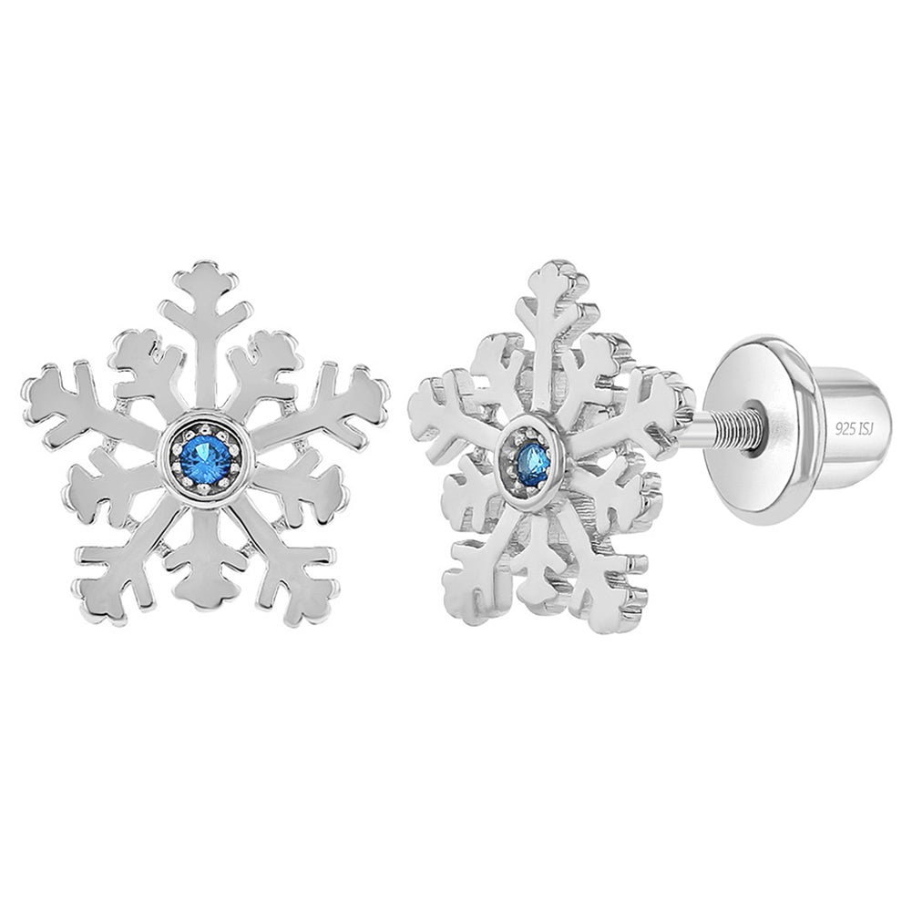 Aros de copo de nieve de plata 925 para niñas