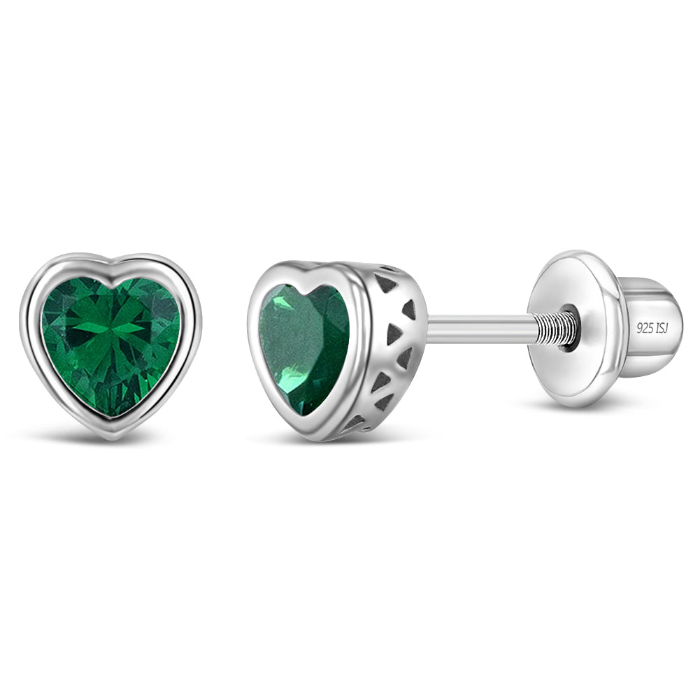 Aros de corazón con circón y plata 925