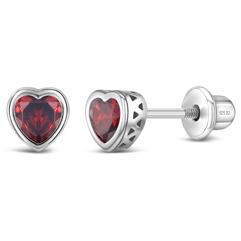 Aros de corazón con circón y plata 925