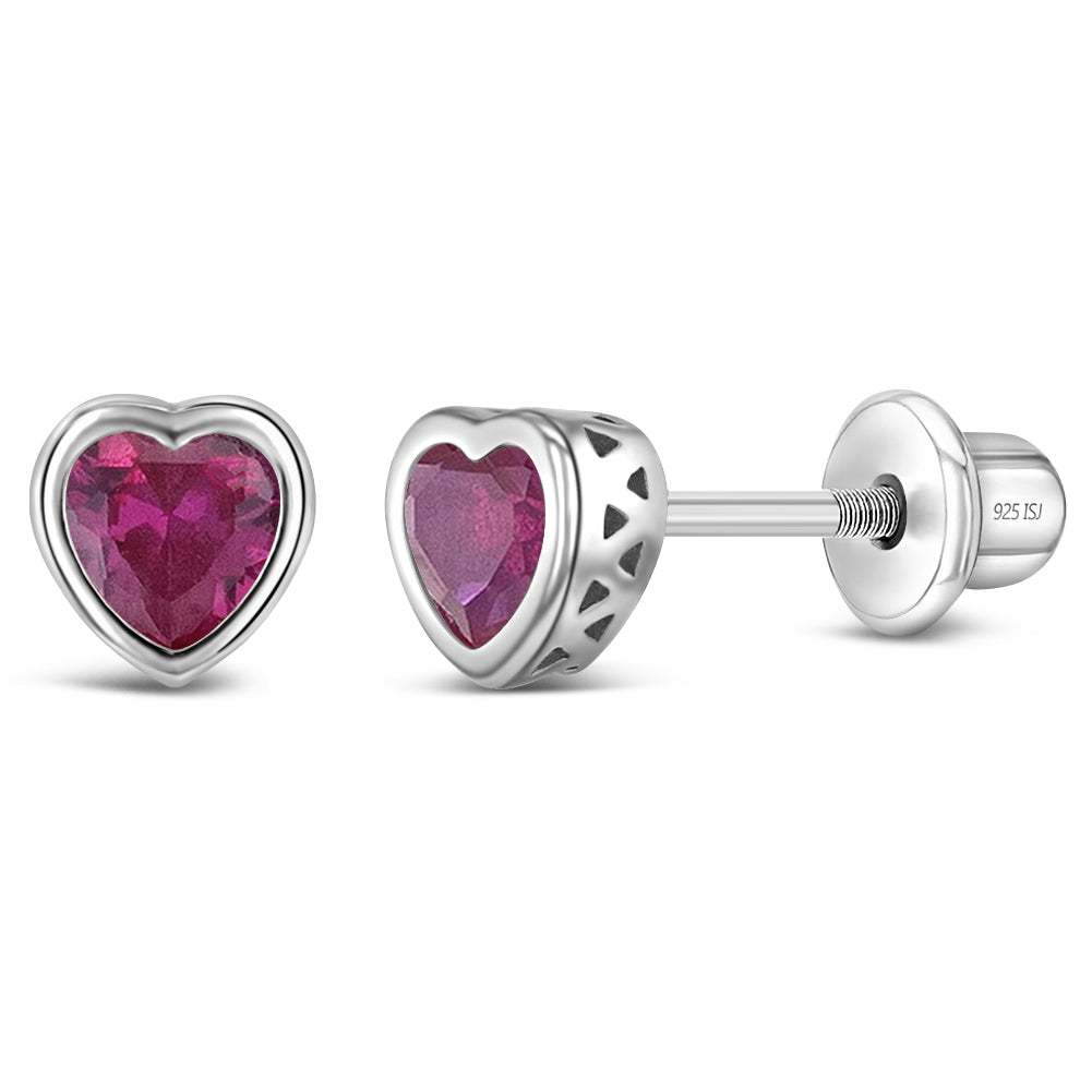 Aros de corazón con circón y plata 925