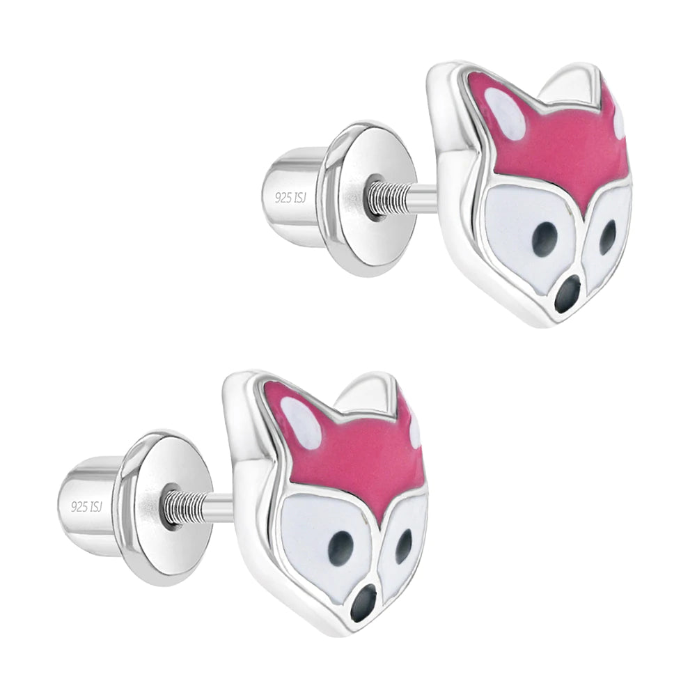 Aros de zorrito esmaltado de plata 925 para niñas