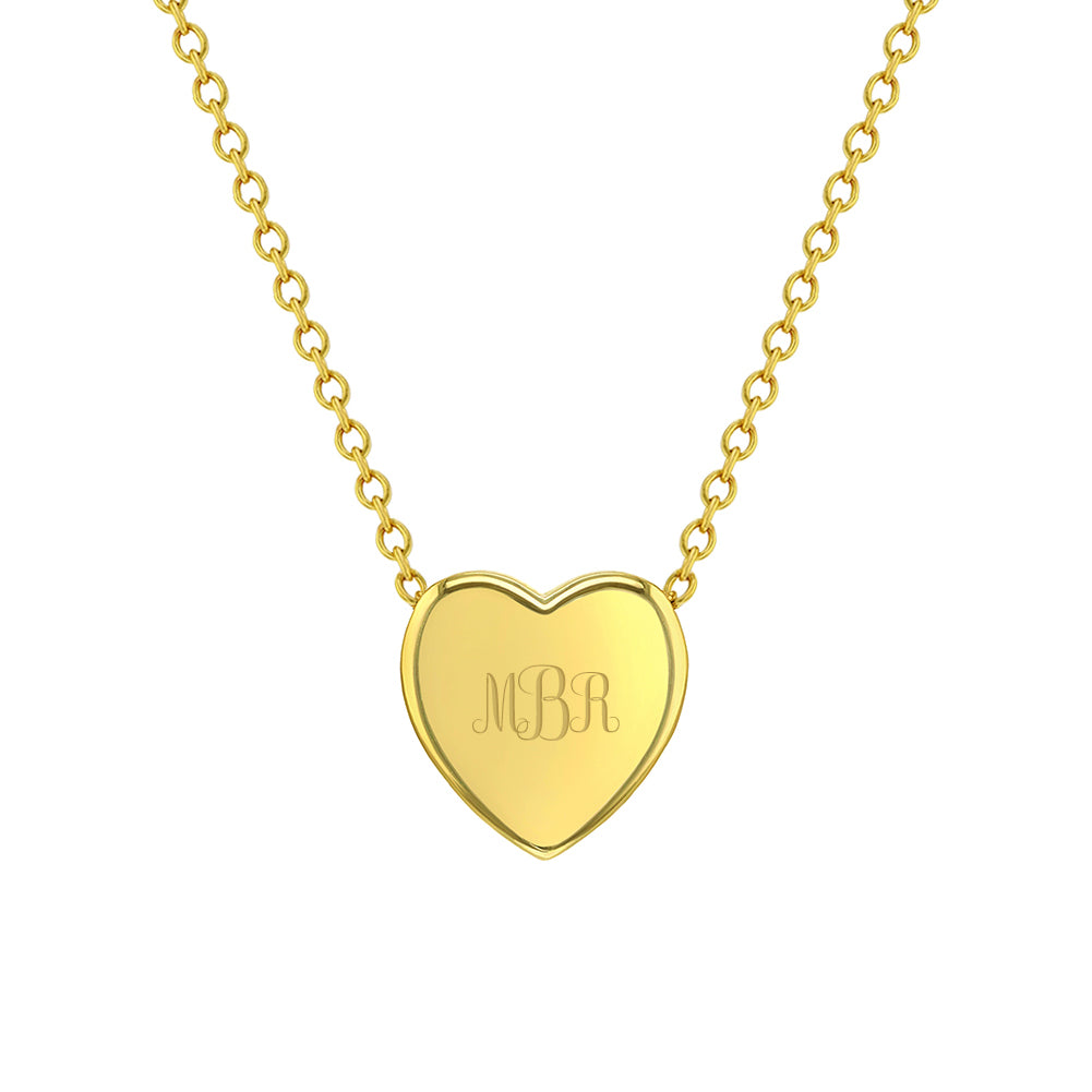 Collar corazón liso bañado en oro con cadena para niñas y adolescentes 40 CM