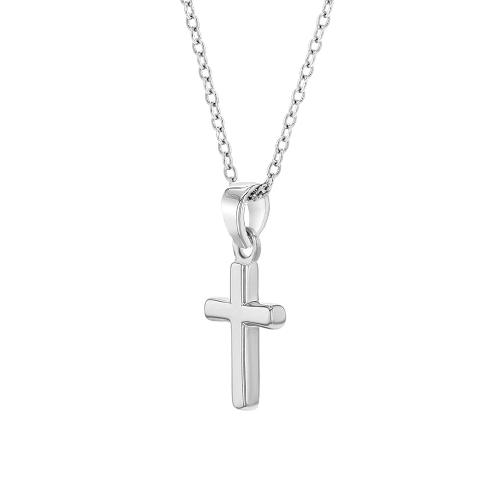 Collar con colgante de cruz lisa de plata 925 con cadena para niña y adolescentes