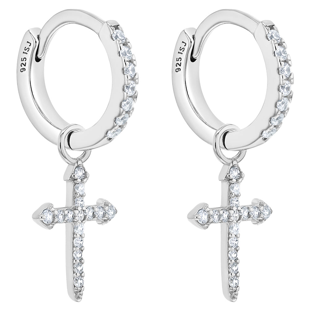 Argollas de Plata 925 certificada con Cruz y Circones | Joya de Protección y Fe para niñas y adolescentes