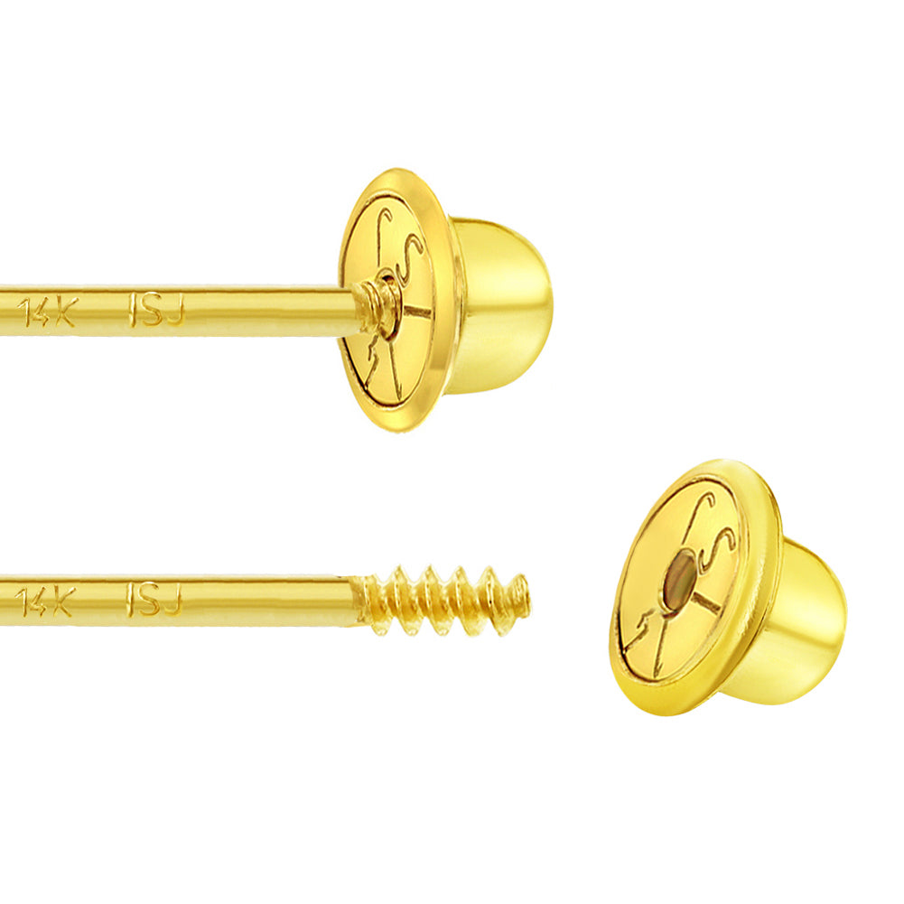 Aros de oro 14k con circón redondo – Elegancia y brillo eterno