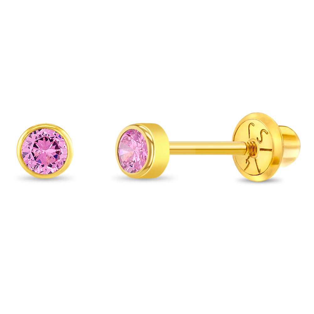Aros redondos con piedras natales 14 K