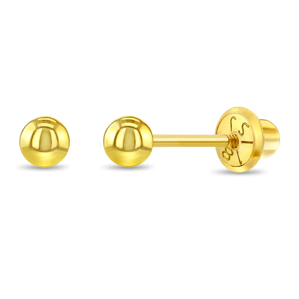 Aros redondos de oro amarillo de 18 k con tornillo de seguridad