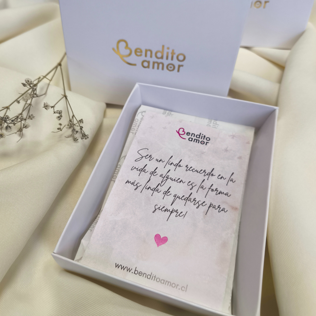 packaging regalo pulsera amazonita Bendito Amor caja con tarjeta