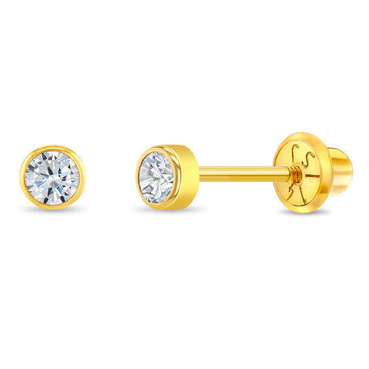 Aros redondos con piedras natales 14 K