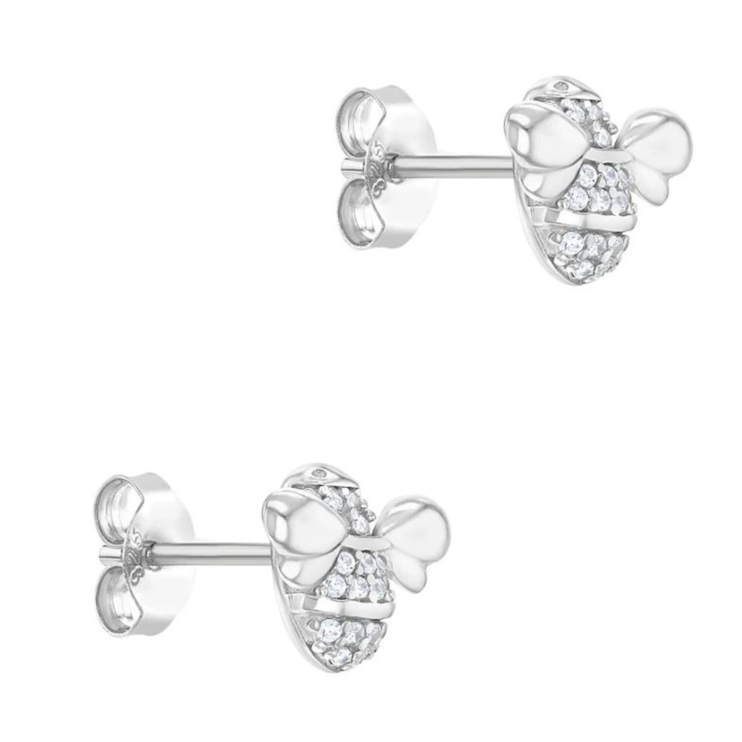 Aros de abeja de plata 925 con circonias para niñas
