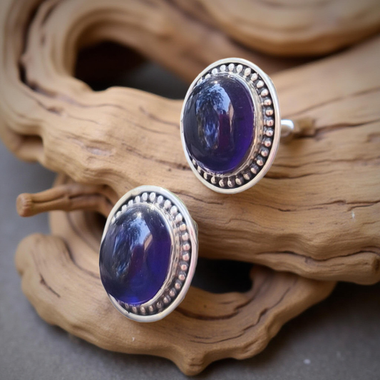 Aros Piedra Amatista natural en plata