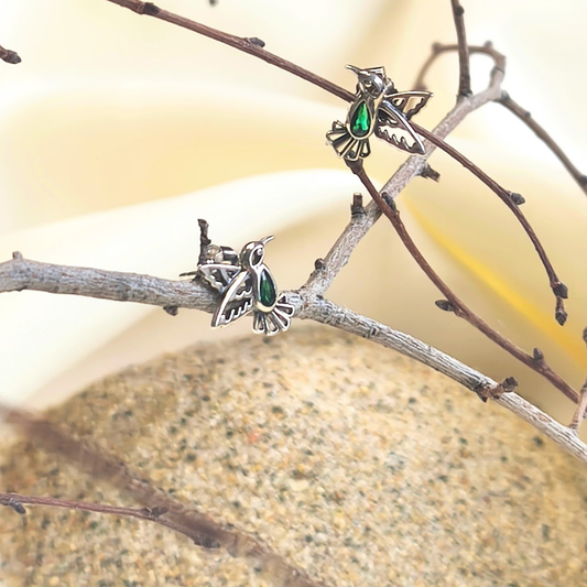 Aros Colibrí piedra esmeralda