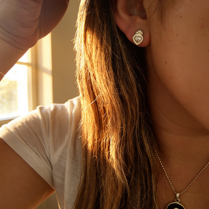 Aros de plata corazón detente