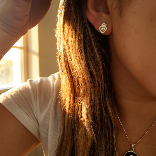 Aros de plata corazón detente