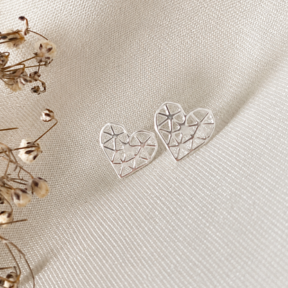 Aros plata corazón calado