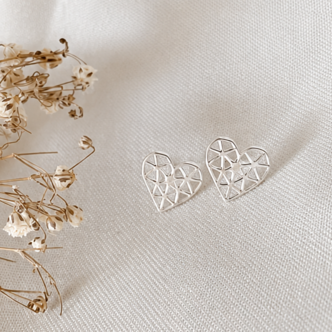 Aros plata corazón calado