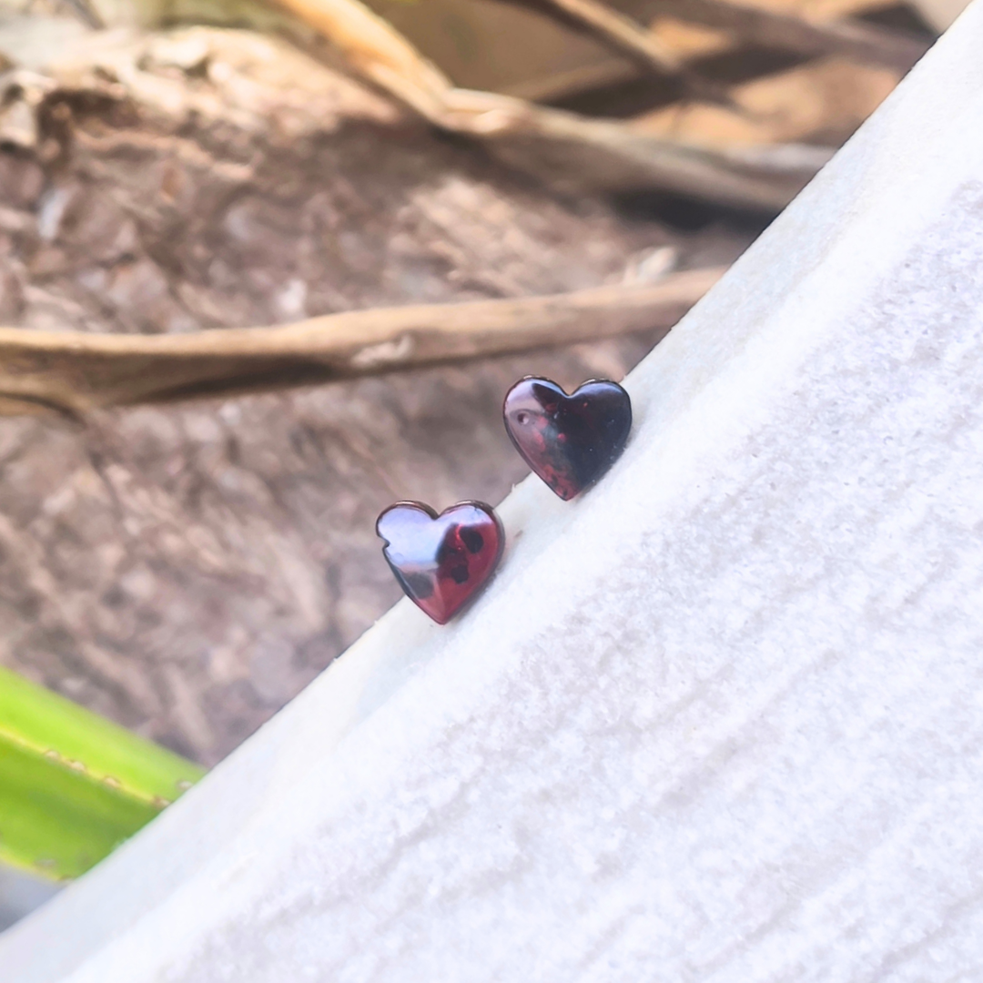 Aros corazón ámbar báltico