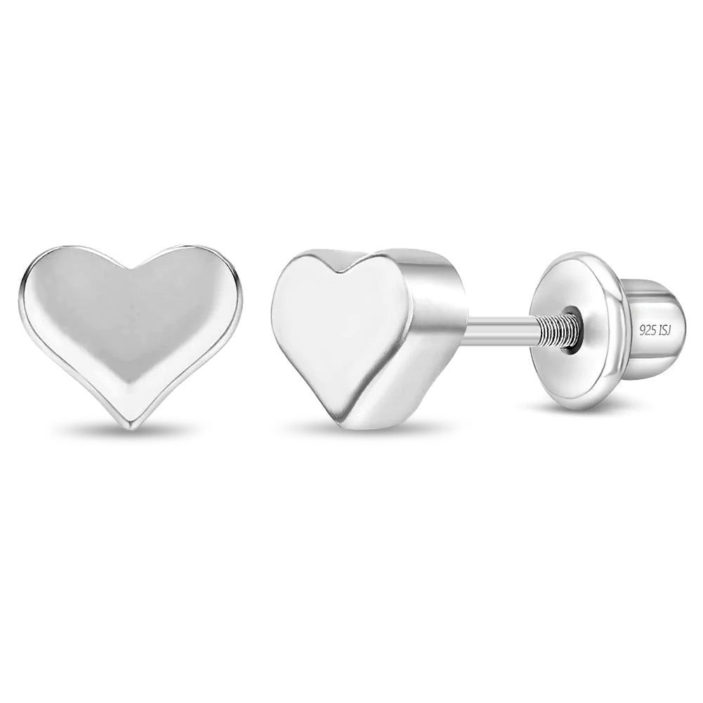 Aros de corazón de plata 925 para bebes y niñas