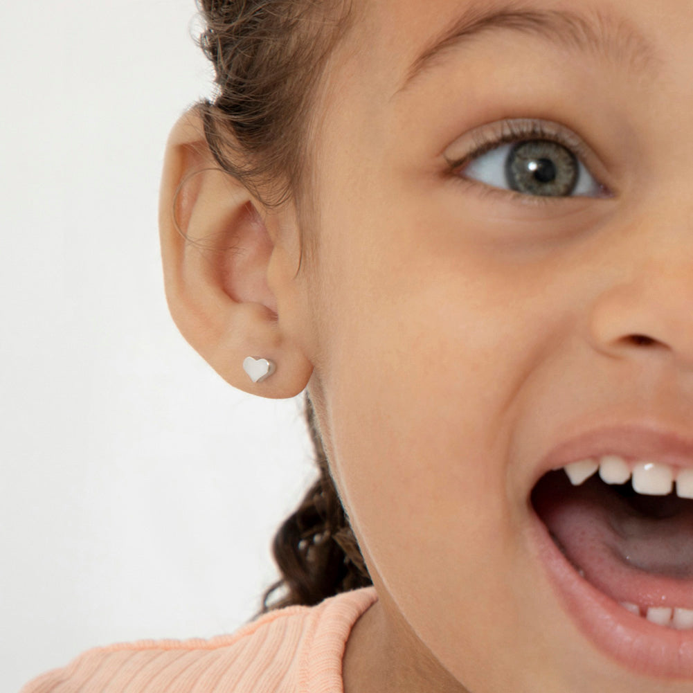 Aros de corazón de plata 925 para bebes y niñas