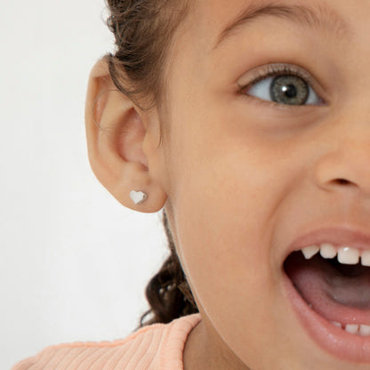 Aros de corazón de plata 925 para bebes y niñas